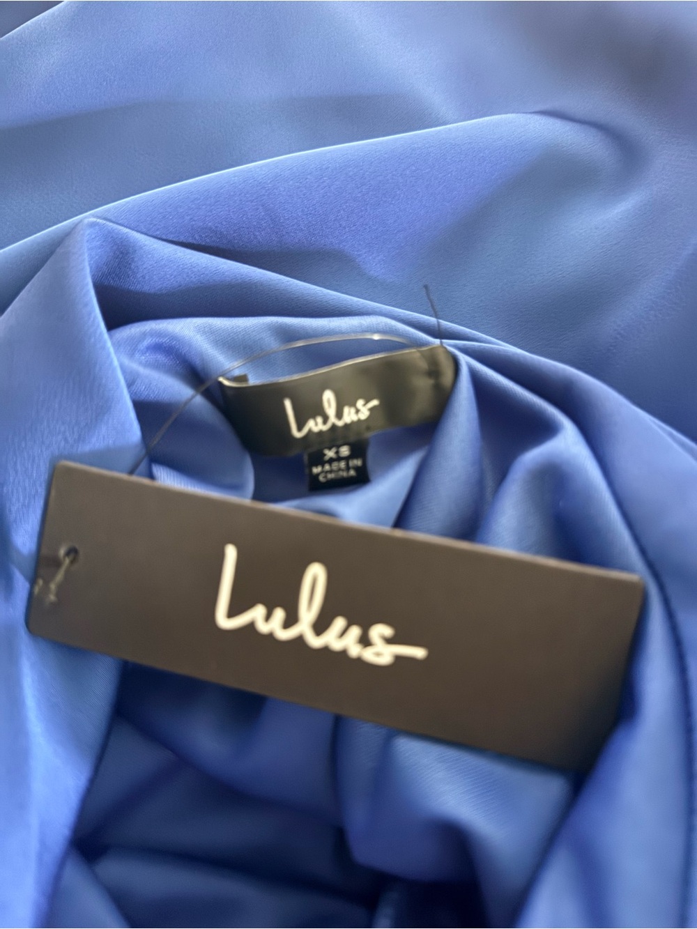 Lulus Effortless Bliss Royal Blue Satin Strapless Cowl Back Midi Dress - Picture 7 of 8